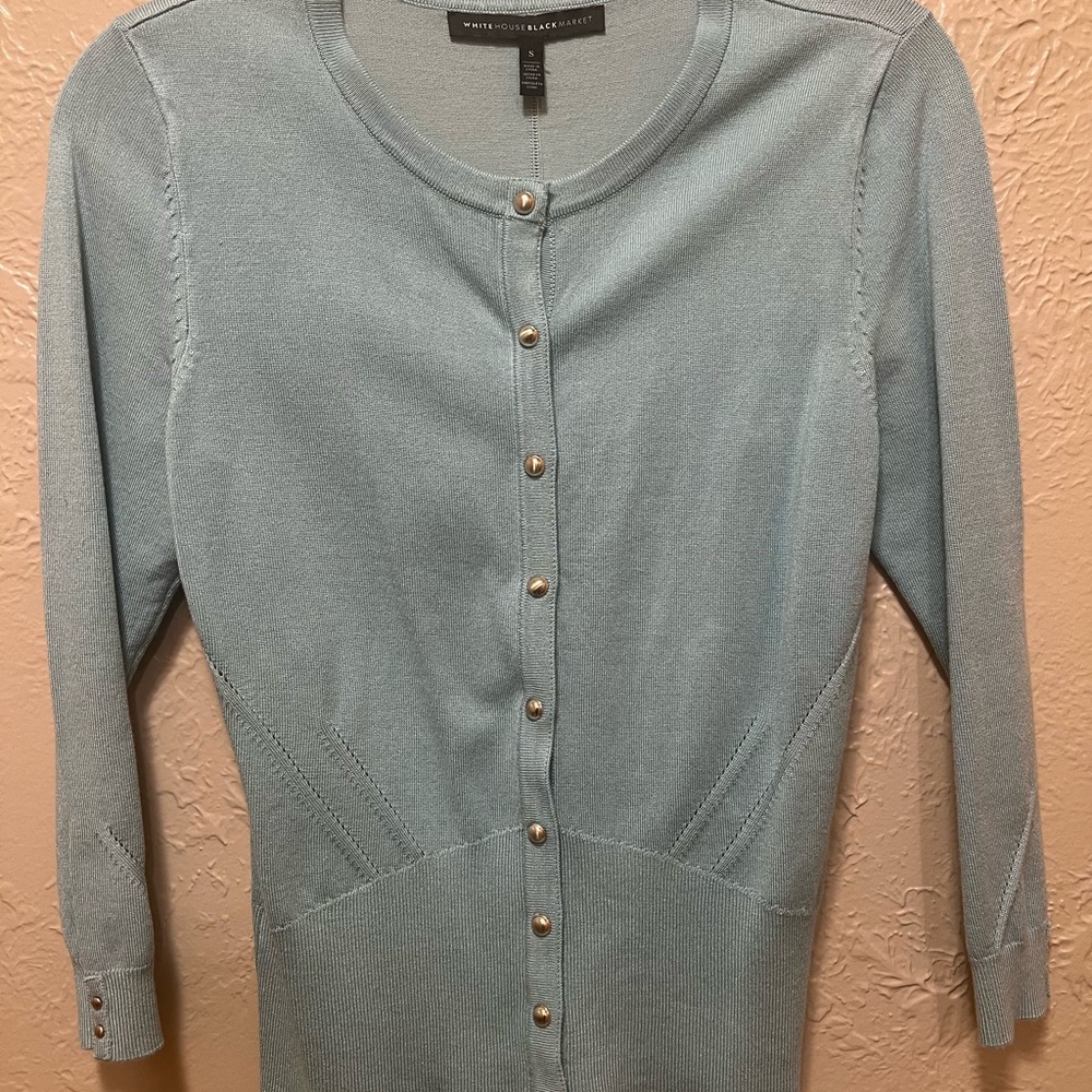 White House Black Market Aquifer Light Blue Cardigan